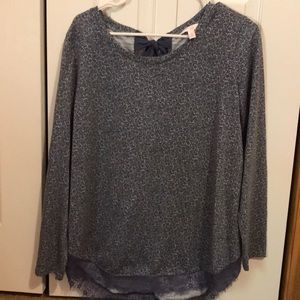 Navy and Black Floral Long Sleeve Top